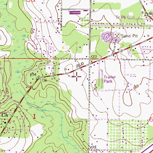 Topographic Map of Country Estates Trailer Park, AL