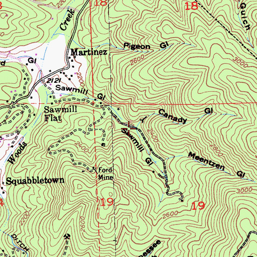 Topographic Map of Canady Gulch, CA