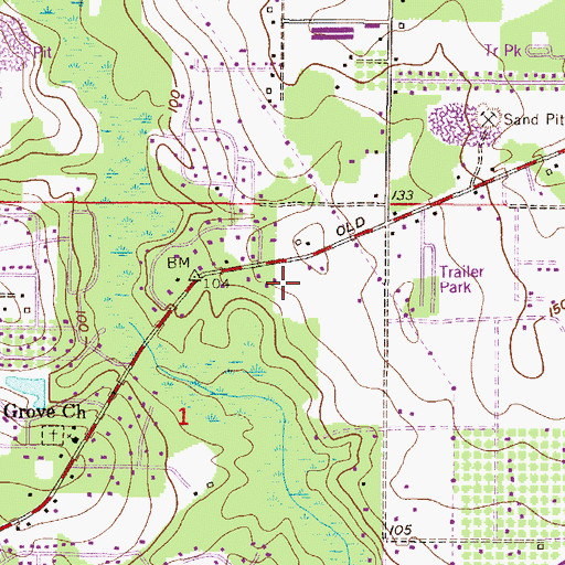 Topographic Map of Bassenger Trailer Park, AL