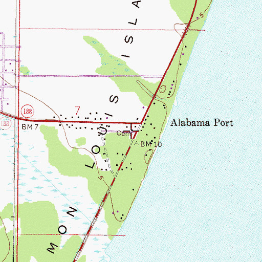 Topographic Map of Alabama Port Cemetery, AL