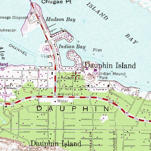 Topographic Map of Dauphin Island Cemetery, AL
