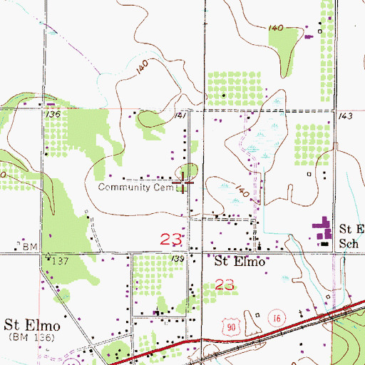 Topographic Map of Beverly Cemetery, AL