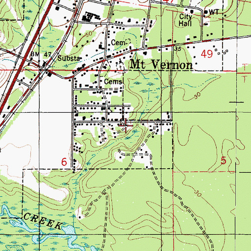 Topographic Map of First Baptist Missionary Church of Mount Vernon, AL