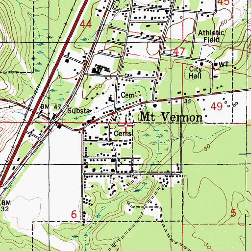 Topographic Map of Mount Vernon Cemetery, AL