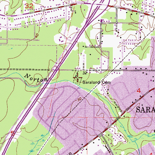 Topographic Map of Baileys Cemetery, AL