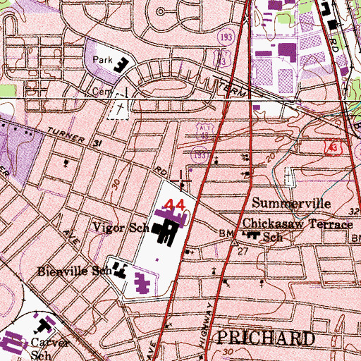 Topographic Map of Battered Saints Revival Center, AL