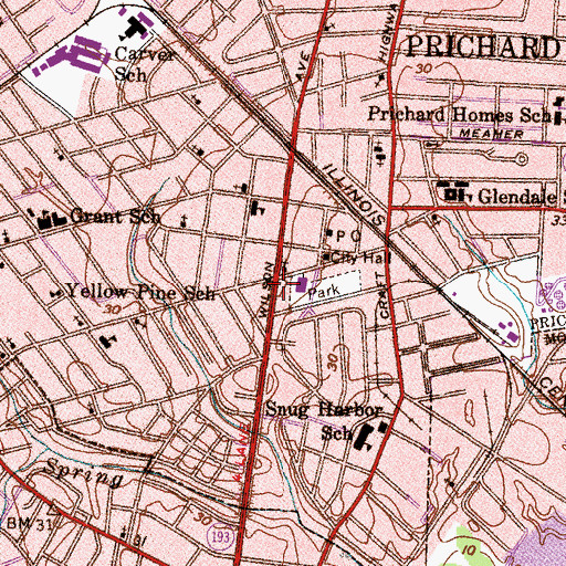 Topographic Map of Temple of Faith, AL