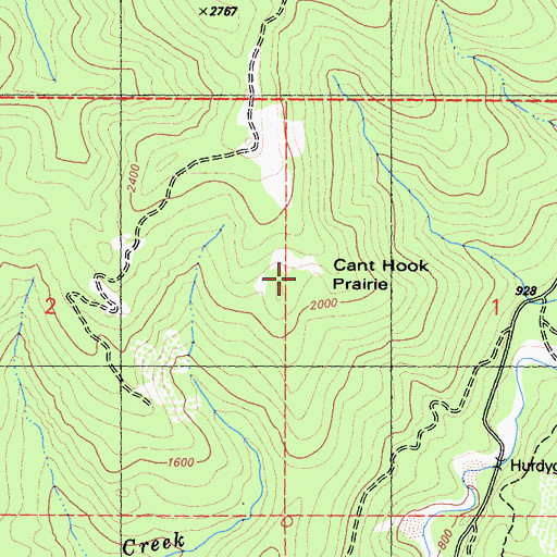 Topographic Map of Canthook Prairie, CA