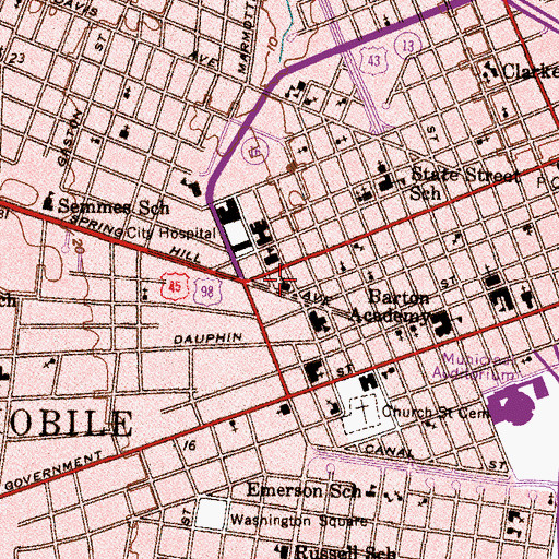 Topographic Map of Saint Joseph's Jesuit Church, AL