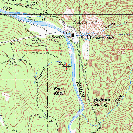 Topographic Map of Cantrell Creek, CA