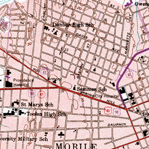 Topographic Map of Mount Gilead Baptist Church, AL