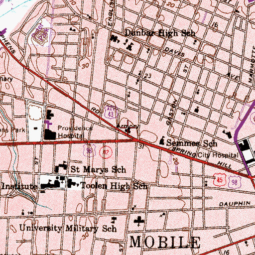 Topographic Map of First Church of God in Christ, AL