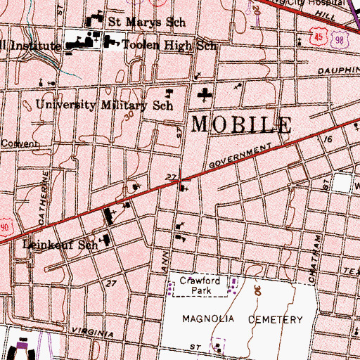 Topographic Map of All Saints Episcopal Church, AL