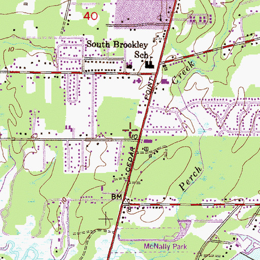 Topographic Map of Parkway Southern Baptist Church, AL