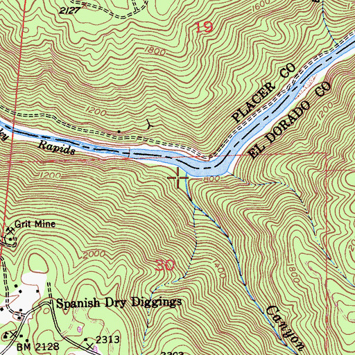 Topographic Map of Canyon Creek, CA