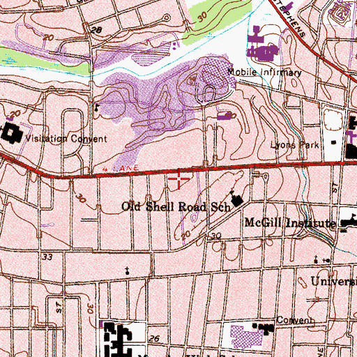 Topographic Map of Spring Hill Avenue Reform Temple, AL