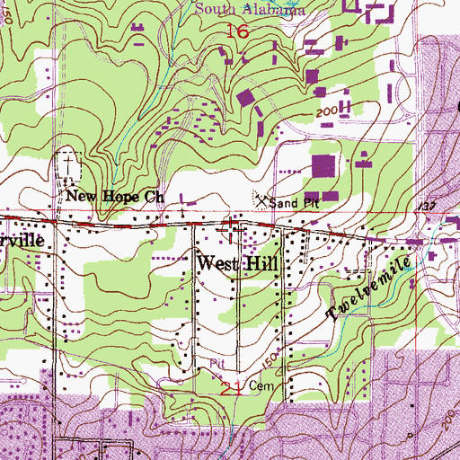 Topographic Map of University of South Alabama Catholic Student Center, AL