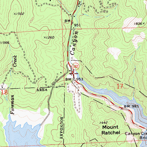 Topographic Map of Canyon Creek, CA