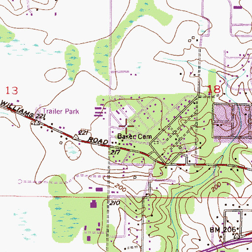 Topographic Map of Living Water Baptist Church, AL
