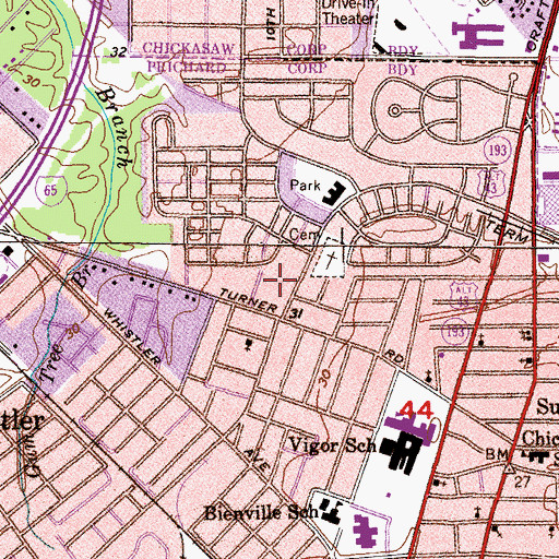 Topographic Map of Taylor's Chapel Christian Methodist Episcopal Church, AL