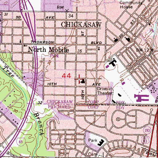 Topographic Map of Second Chance Full Gospel Outreach Ministries, AL