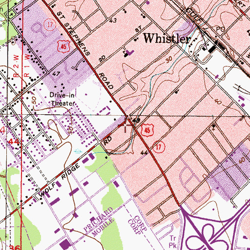 Topographic Map of True Gospel Holiness Church of God, AL
