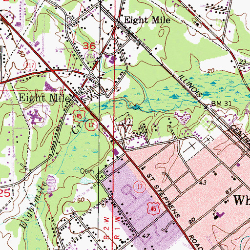 Topographic Map of Whistler Colored Cemetery, AL