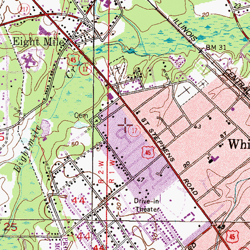 Topographic Map of Prichard Memorial Cemetery, AL