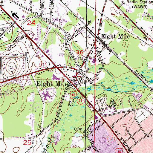 Topographic Map of Victory Assembly of God Church, AL