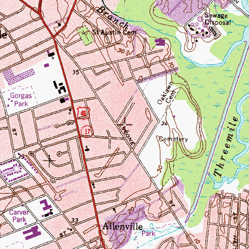 Topographic Map of Truevine Baptist Church, AL