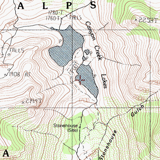 Topographic Map of Canyon Creek Lakes, CA
