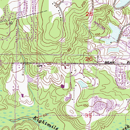 Topographic Map of Bear Fork Road Seventh Day Adventist Church, AL