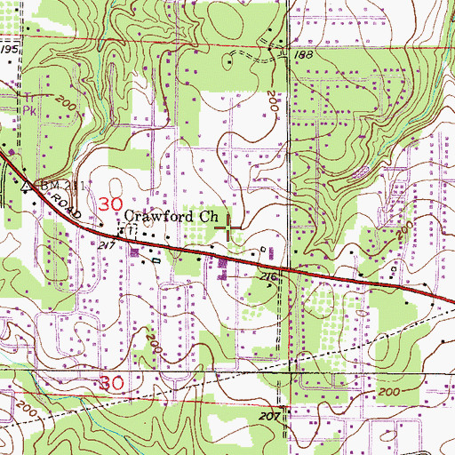 Topographic Map of Pathway Temple and Ministries Church of God, AL