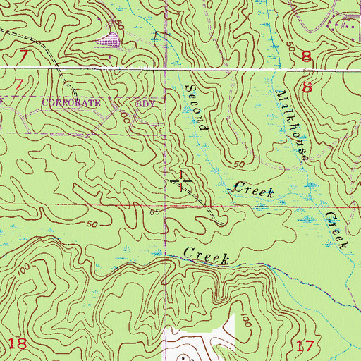 Topographic Map of Oak Park Church of God, AL