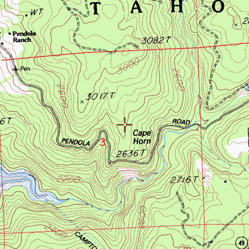 Topographic Map of Cape Horn, CA