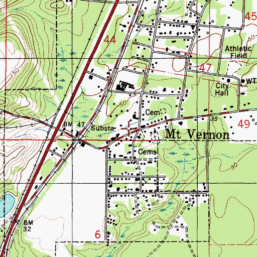 Topographic Map of Mount Vernon Public Library, AL