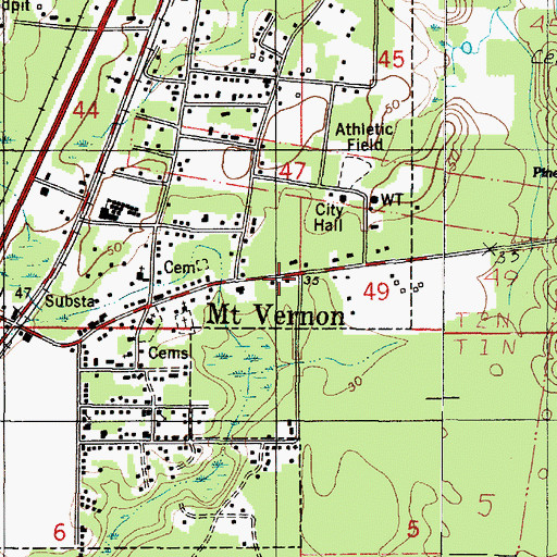 Topographic Map of Mount Vernon Senior Citizens Building, AL