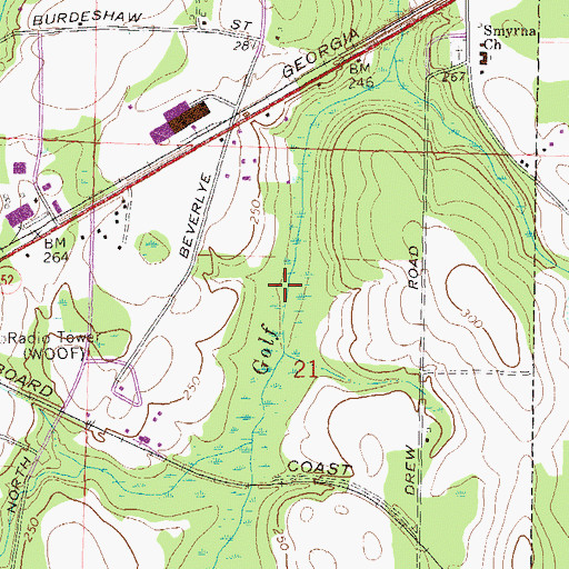 Topographic Map of Sam Houston Industrial Park, AL