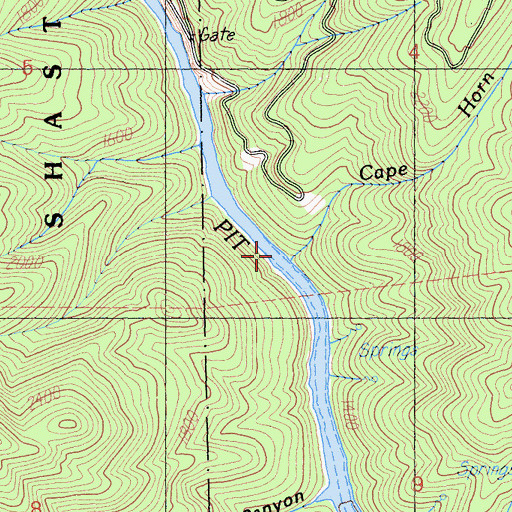 Topographic Map of Cape Horn Creek, CA