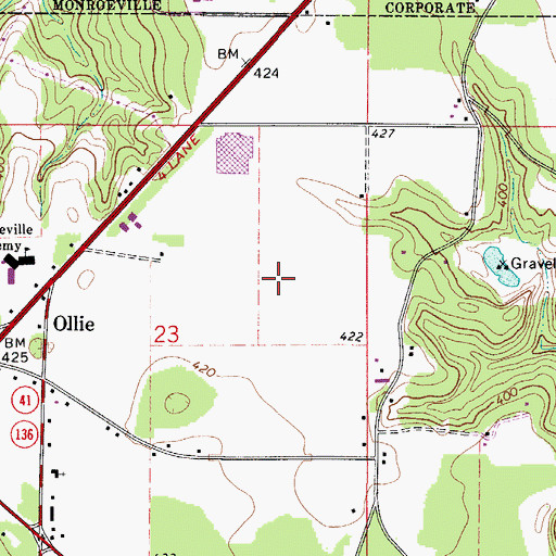 Topographic Map of City of Monroeville Industrial Park, AL