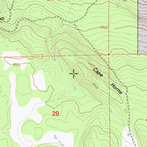Topographic Map of Cape Horne, CA