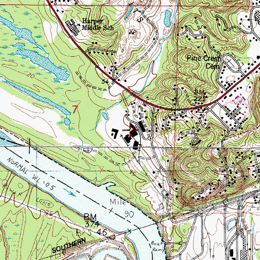 Topographic Map of Jackson West Industrial Park, AL