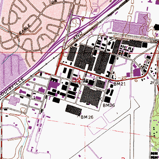 Topographic Map of Brookley Complex Industrial Park, AL