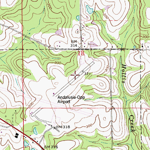 Topographic Map of Andalusia - Opp Airport Industrial Park, AL