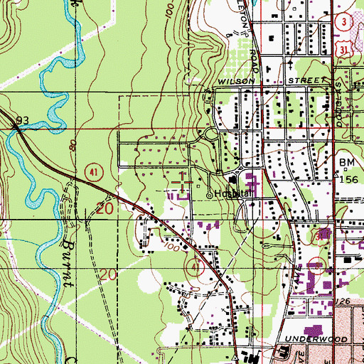 Topographic Map of The Meadows of Brewton Nursing Home, AL