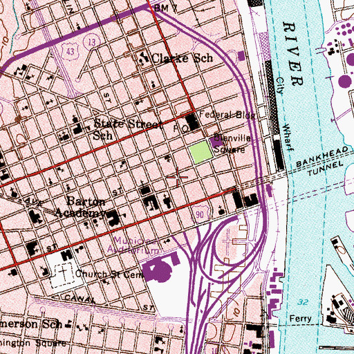 Topographic Map of Saenger Theatre, AL