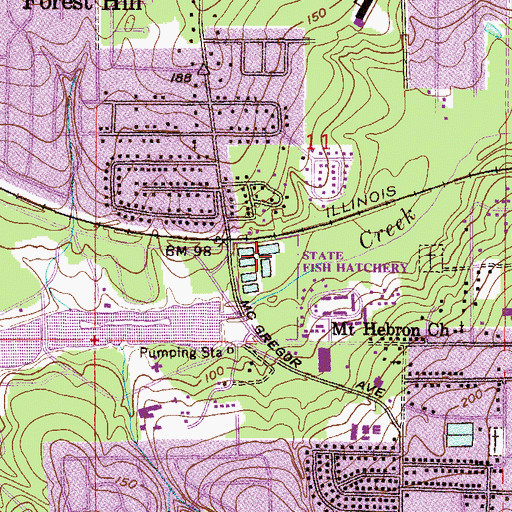 Topographic Map of Kimbrough Fish Hatchery, AL