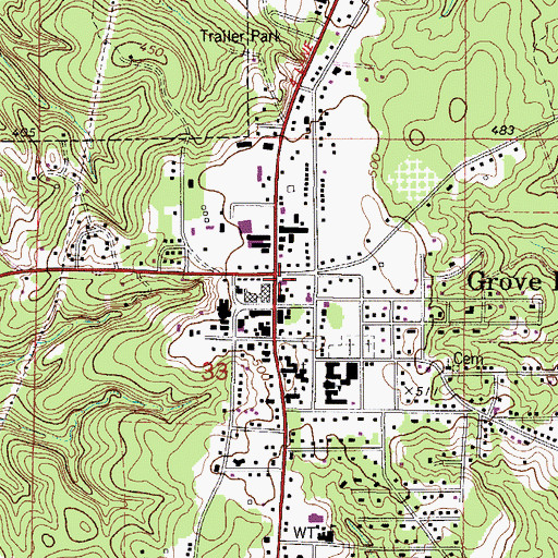 Topographic Map of Grove Hill Area Chamber of Commerce, AL
