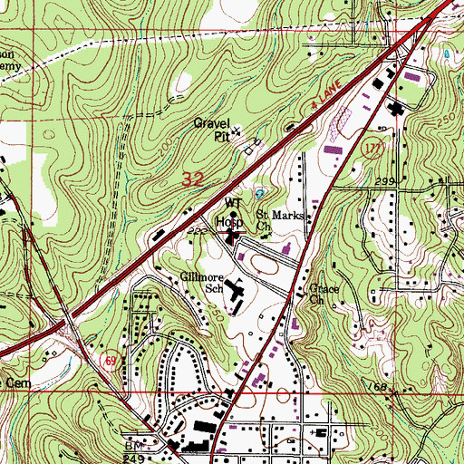 Topographic Map of Jackson Medical Center, AL