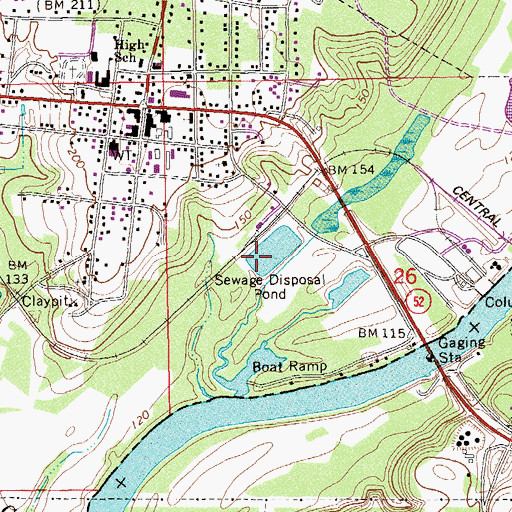 Topographic Map of Columbia Sewage Lagoon, AL